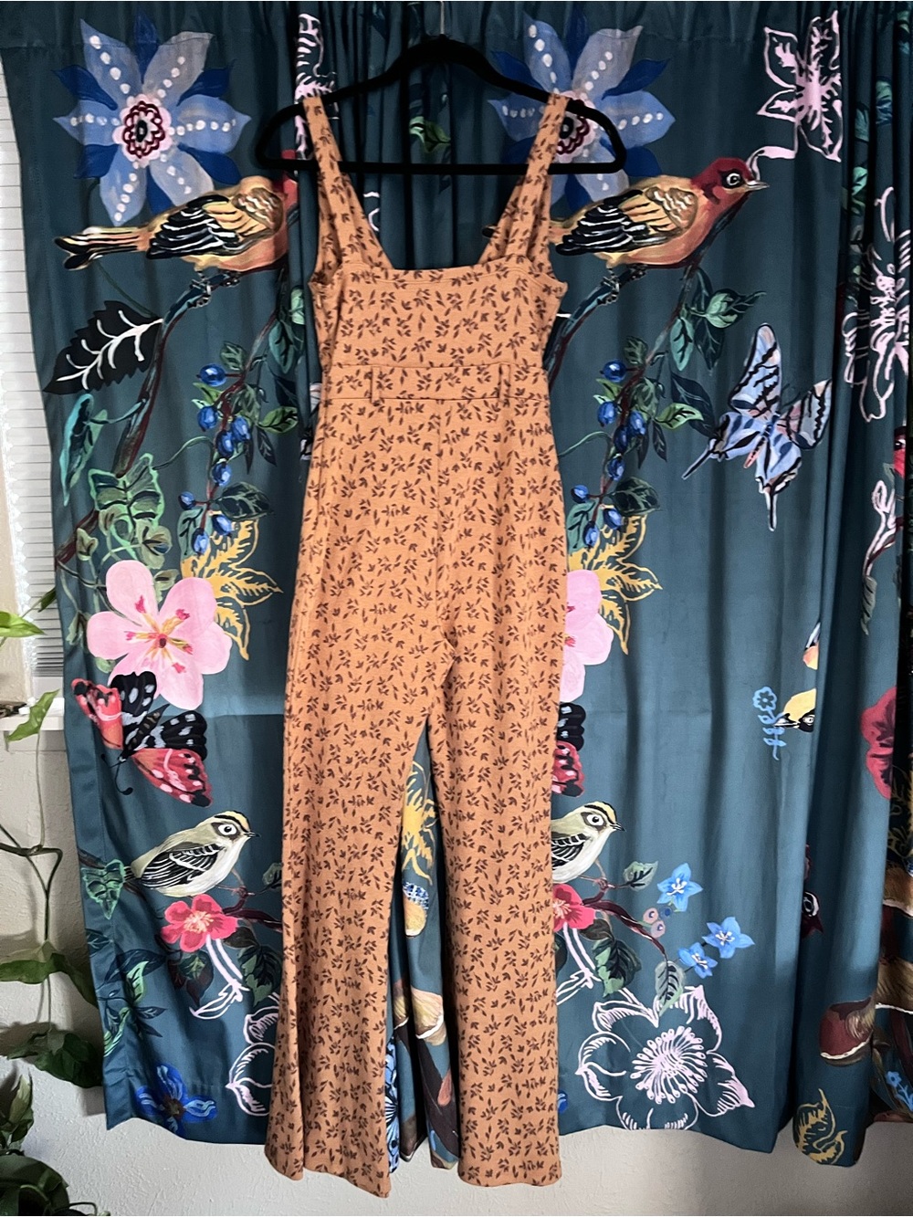 Free People Rust Floral Wide-Leg Jumpsuit